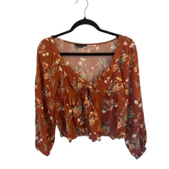 American Eagle orange floral flowy top ￼ - Picture 1 of 4